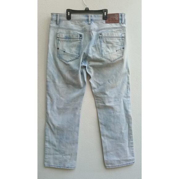 SouthPole Men's Jeans Straight Light Wash Blue Distressed Hip Hop Y2K Size 36x30 - Picture 8 of 8